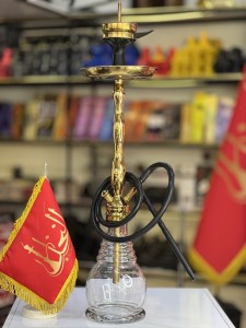 ست قلیان میا بدنه استیل طلایی شیشه خمره ای شفاف دارای شلنگ و سری سیلیکونی ست قلیان میا بدنه استیل طلایی شیشه خمره ای شفاف کد ME104