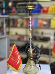 ست قلیان تویین بدنه استیل طلایی نقره ای شیشه زرد کد TW101