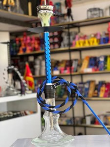 ست قلیان تهران بدنه تمام سوپاپ آبی شیشه شفاف شب تاب کد TEH101