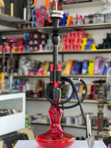 ست قلیان FSV موشکی بدنه مشکی قرمز شیره گیر دار شیشه ابرو بادی کد FSV100