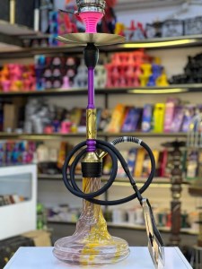 ست قلیان FSV بدنه طلایی بنفش شیره گیر دار شیشه ابرو بادی کد FSV106