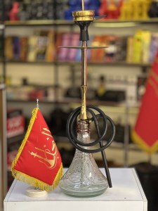 ست قلیان تویین بدنه استیل طلایی بژ شیشه شفاف کد TW103