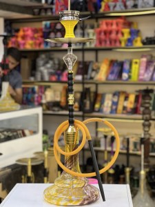 ست قلیان FSV بدنه مشکی طلایی شیره گیر دار کریستالی شیشه ابرو بادی کد FSV111