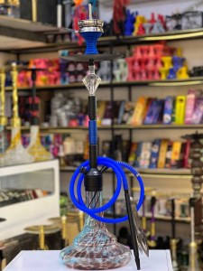 ست قلیان FSV بدنه مشکی آبی شیره گیر دار کریستالی شیشه ابرو بادی کد FSV112