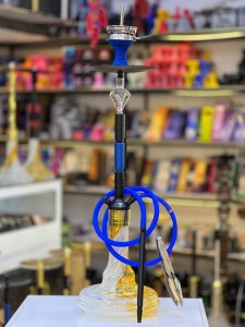 ست قلیان FSV بدنه مشکی آبی شیره گیر دارکریستالی شیشه ابرو بادی کد FSV115