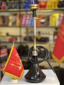 ست قلیان تویین بدنه استیل طلایی نقره ای شیشه مشکی کد TW104