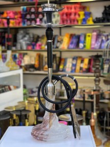 ست قلیان FSV بدنه مشکی نقره ای شیره گیر دار شیشه ابرو بادی کد FSV120