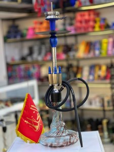 ست قلیان FSV بدنه نقره ای آبی شیره گیر دار شیشه ابرو بادی کد FSV126