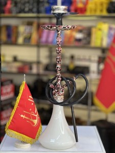 ست قلیان DH بدنه ارتشی سوپاپ دار شیشه شیری کد DH140