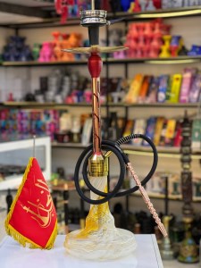 ست قلیان FSV بدنه طلایی قرمز شیره گیر دار شیشه ابرو بادی کد FSV130