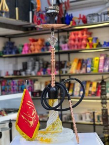 ست قلیان FSV بدنه مشکی طلایی شیره گیر دار شیشه ابرو بادی کد FSV139