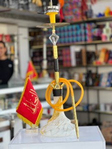 ست قلیان FSV بدنه طلایی مشکی سه تیکه شیره گیر دار کریستال شیشه ابرو بادی کد FSV140