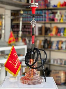 ست قلیان FSV بدنه مشکی قرمز سه تیکه شیره گیر دار کریستال شیشه ابرو بادی کد FSV141