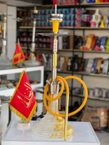 ست قلیان FSV بدنه طلایی نقره ای سه تیکه بدون شیره گیر شیشه ابرو بادی کد FSV142