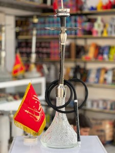 ست قلیان FSV بدنه رزین مشکی سه تیکه شیره گیر دار کریستال شیشه ابرو بادی کد FSV145