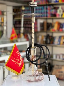 ست قلیان FSV بدنه نقره ای تمام سوپاپ شیره گیر دار شیشه ابرو بادی کد FSV146