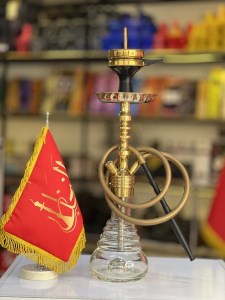 ست قلیان DH بدنه طلایی براق شیشه شفاف کد DH142