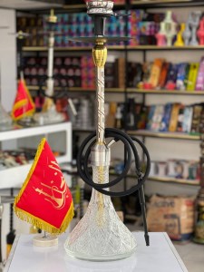 ست قلیان FSV بدنه نقره ای طلایی شیره گیر دارشیشه کریستال کد FSV147