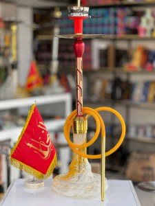 ست قلیان FSV بدنه طلایی قرمز شیره گیر دارشیشه ابروبادی کد FSV149