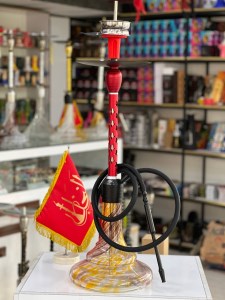 ست قلیان FSV بدنه قرمز شیره گیر دارشیشه ابروبادی کد FSV159