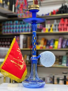 ست قلیان مینی استار باز بدنه آبی تمام سوپاپ شیره گیر دار شیشه شب تاب آبی کد ST202