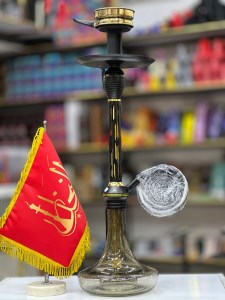 ست قلیان مینی استار باز بدنه مشکی تمام سوپاپ شیره گیر دار شیشه شب تاب مشکی کد ST208