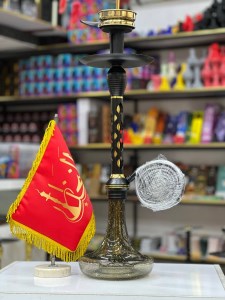 ست قلیان مینی استار باز بدنه مشکی تمام سوپاپ شیره گیر دار شیشه شب تاب مشکی کد ST209