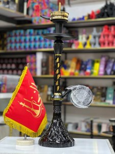 ست قلیان مینی استار باز بدنه مشکی تمام سوپاپ شیره گیر دار شیشه کریستال مشکی کد ST212