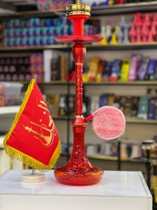 ست قلیان مینی استار باز بدنه قرمز تمام سوپاپ شیره گیر دار شیشه شب تاب قرمز کد ST215