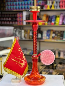 ست قلیان مینی استار باز بدنه قرمز تمام سوپاپ شیره گیر دار شیشه شب تاب قرمز کد ST216