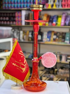 ست قلیان مینی استار باز بدنه قرمز تمام سوپاپ شیره گیر دار شیشه شب تاب قرمز کد ST217