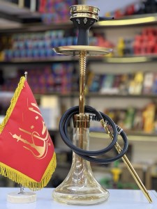 ست قلیان کرنو متوسط بدنه طلایی شیشه عسلی کد KE139