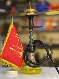 ست قلیان ریچمن بدنه زرد شبرنگ شیشه شبرنگ کد RE103