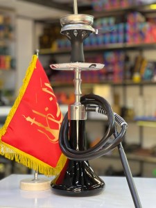 ست قلیان کرنو کوچک بدنه سیلور شیشه مشکی کد KE144