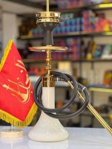 ست قلیان کرنو کوچک بدنه طلایی شیشه شیری کد KE147