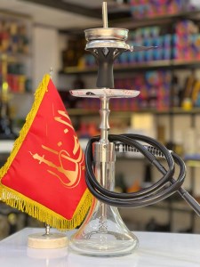 ست قلیان کرنو کوچک بدنه سیلور شیشه شفاف ساده کد KE148