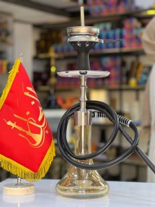 ست قلیان کرنو کوچک بدنه سیلور شیشه عسلی کد KE150