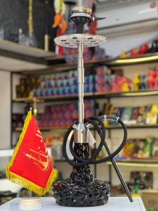 ست قلیان کرنو بزرگ کالیفرنیا بدنه سیلور شیشه آیس مشکی کد KE151