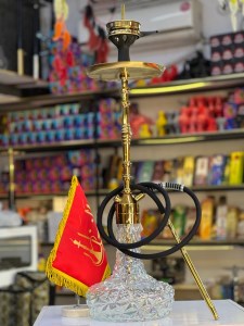 ست قلیان کرنو بزرگ پاریس بدنه طلایی شیشه آیس هفت رنگ کد KE152