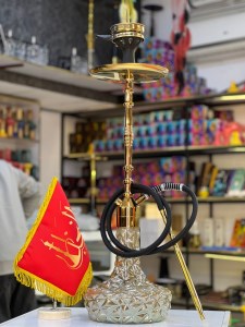 ست قلیان کرنو بزرگ پاریس بدنه طلایی شیشه آیس نسکافه ای کد KE153