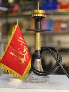 ست قلیان ریچمن بدنه رزین سبز شیشه شفاف زرد کد RE104