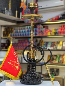 ست قلیان کرنو بزرگ پاریس بدنه طلایی شیشه آیس مشکی کد KE154