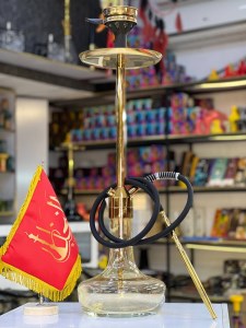 ست قلیان کرنو بزرگ تگزاس بدنه طلایی شیشه عسلی کد KE161