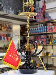 ست قلیان کرنو بزرگ نیویورک بدنه طلایی شیشه مشکی کد KE163