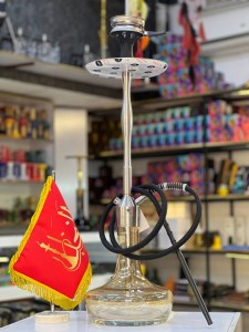 ست قلیان کرنو بزرگ نیویورک بدنه نقره ای شیشه عسلی کد KE164