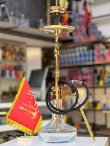 ست قلیان کرنو بزرگ نیویورک بدنه طلایی شیشه شفاف ساده کد KE167