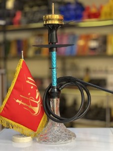 ست قلیان ریچمن بدنه سه بعدی آبی شیشه شفاف کد RE107