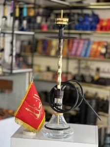 ست قلیان ریچمن بدنه سه تکه طلایی شیشه شفاف کد RE108