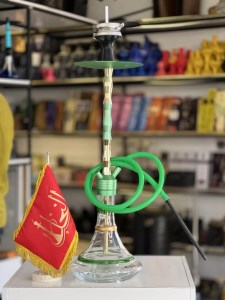 ست قلیان ریچمن بدنه سه تکه طلایی سبز شیشه شفاف کد RE109