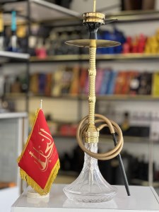 ست قلیان ریچمن بدنه طلایی شیشه شفاف کد RE111